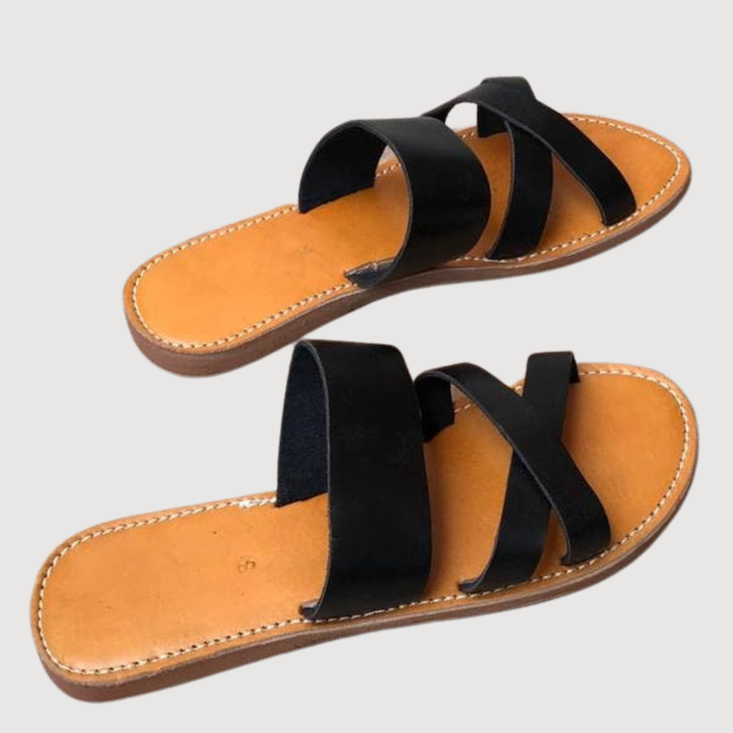 Moroccan leather greek boho chic sandals Black - berberlifeshop