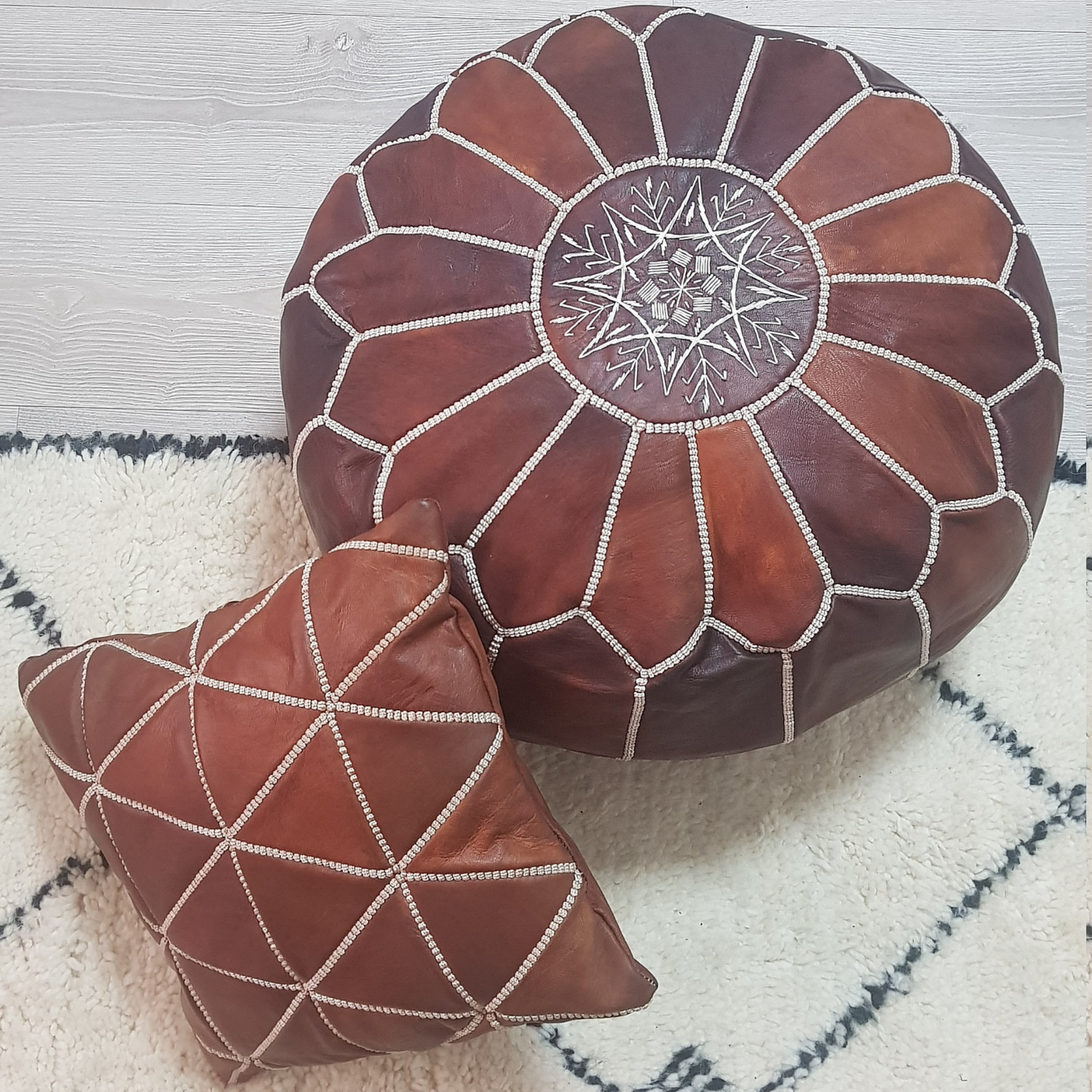 Luxe Embroidered Leather Pillow Cover