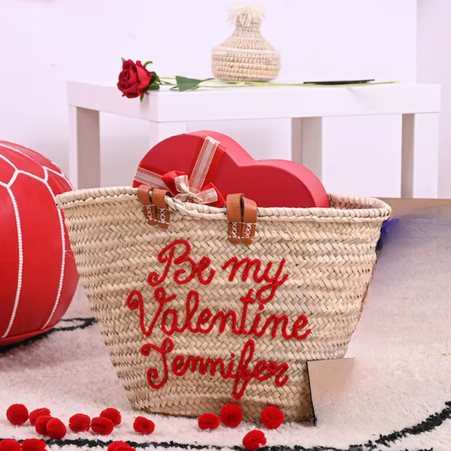 Love Blossom Personalized Valentine's Day Large Tote Bag