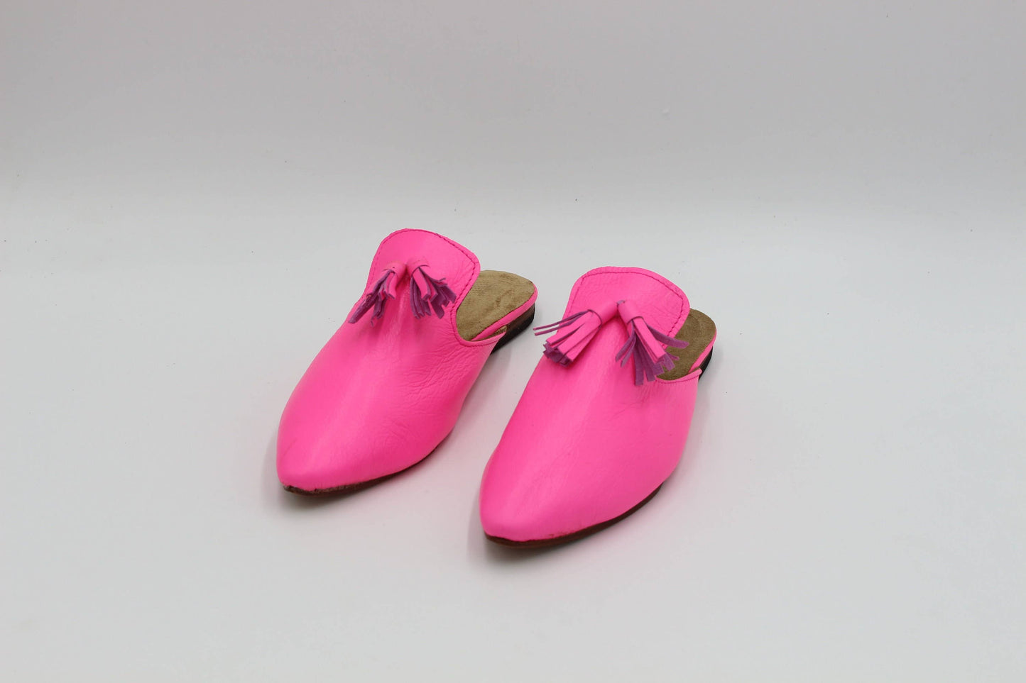 Moroccan Womens leather mules Multi Colors with Tassels - berberlifeshop