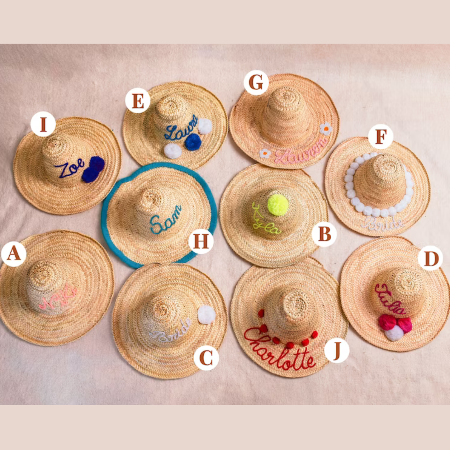 Bridal Bliss Personalized Handmade Straw Sun Hat