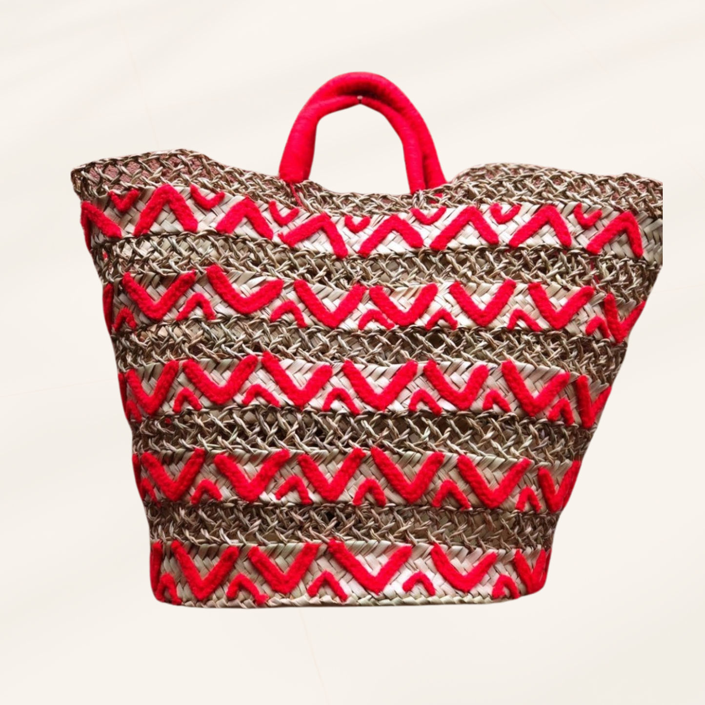 Dentelle Straw French Basket - Beach Tote with Simple Birds - berberlifeshop
