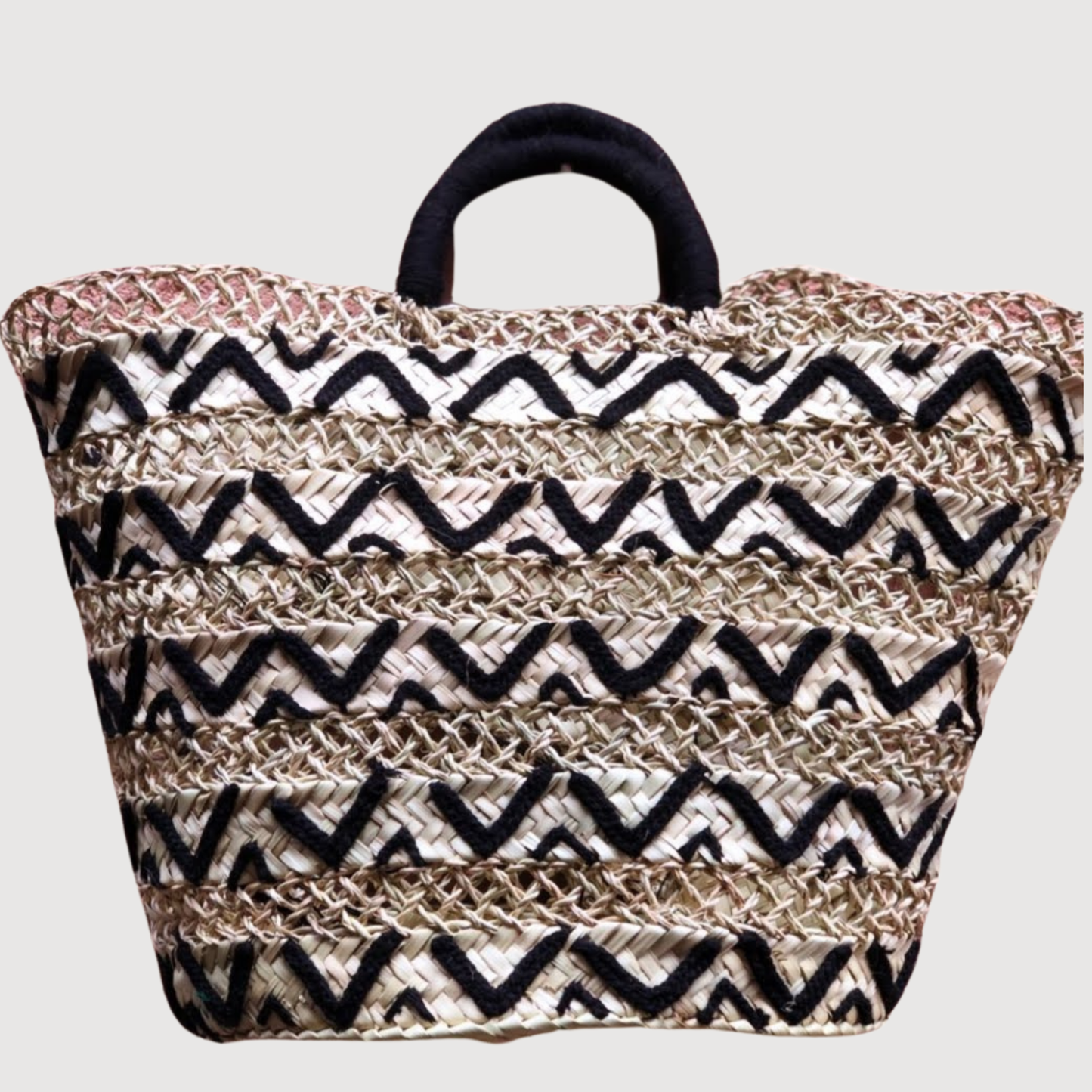 Dentelle Straw French Basket - Beach Tote with Simple Birds - berberlifeshop