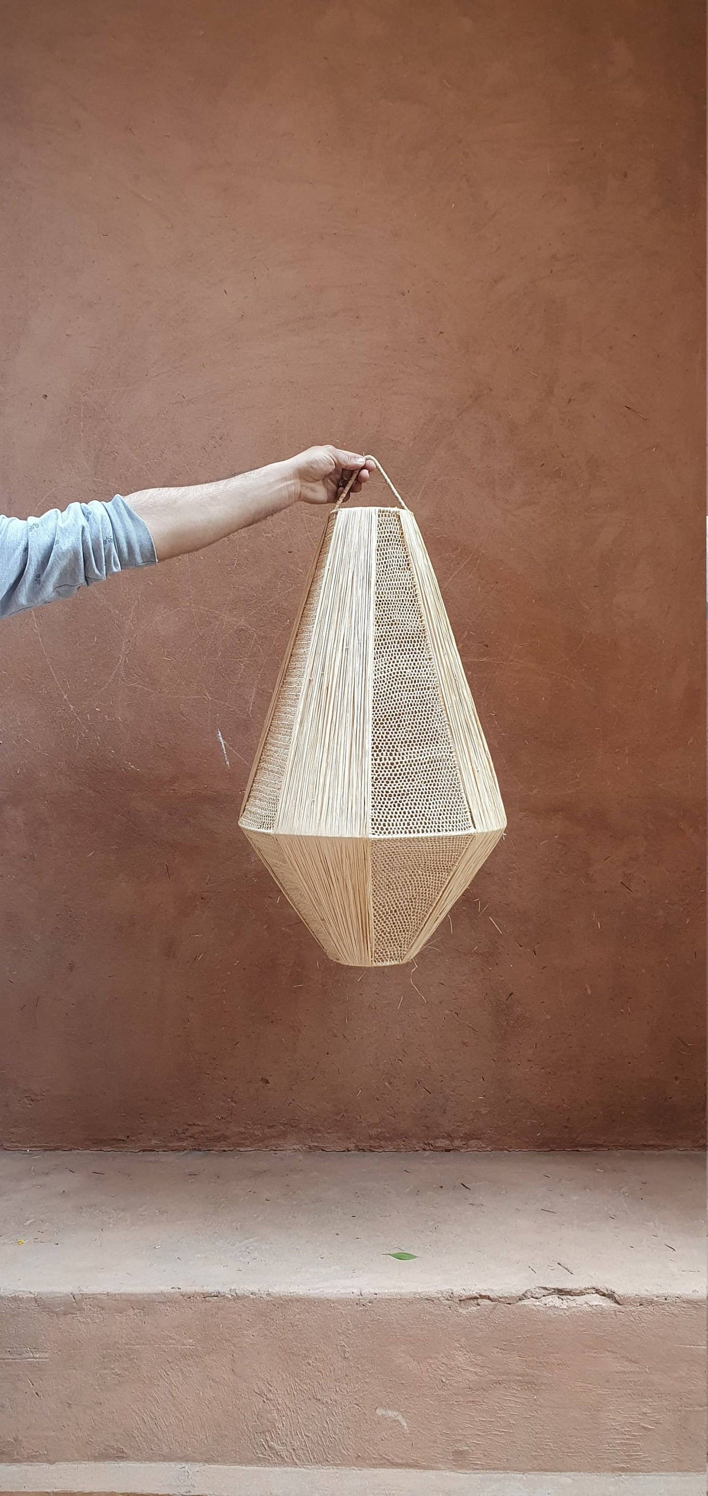 Raffia suspension Lampshade lace H70cm - berberlifeshop