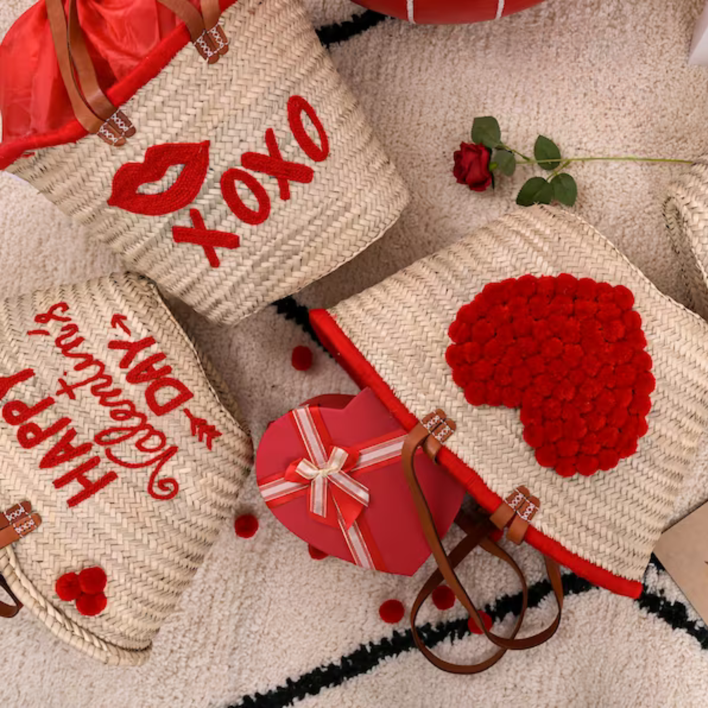 Love Blossom Personalized Valentine's Day Large Tote Bag