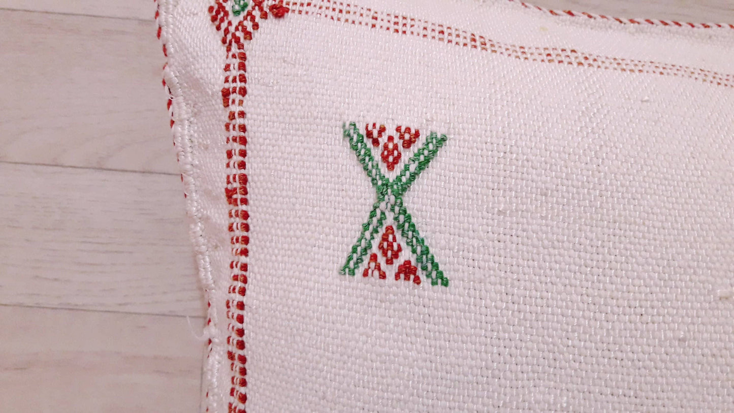 Moroccan Handmade Sabra Silk Cactus Pillow Cover White - berberlifeshop