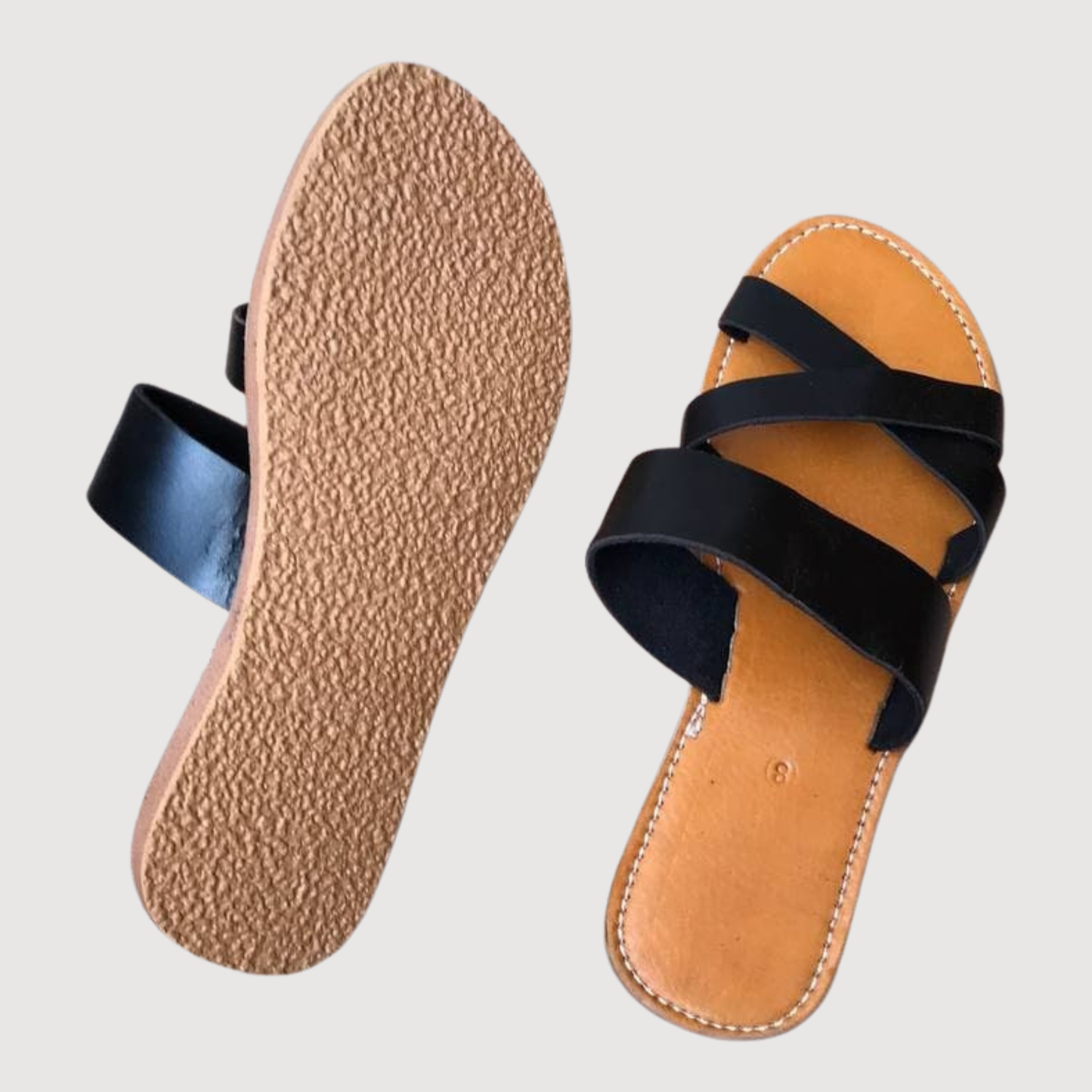 Moroccan leather greek boho chic sandals Black - berberlifeshop
