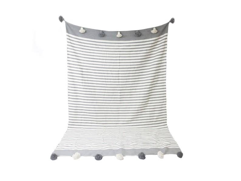 Moroccan blanket Gray Tassels bedspread plaid - berberlifeshop