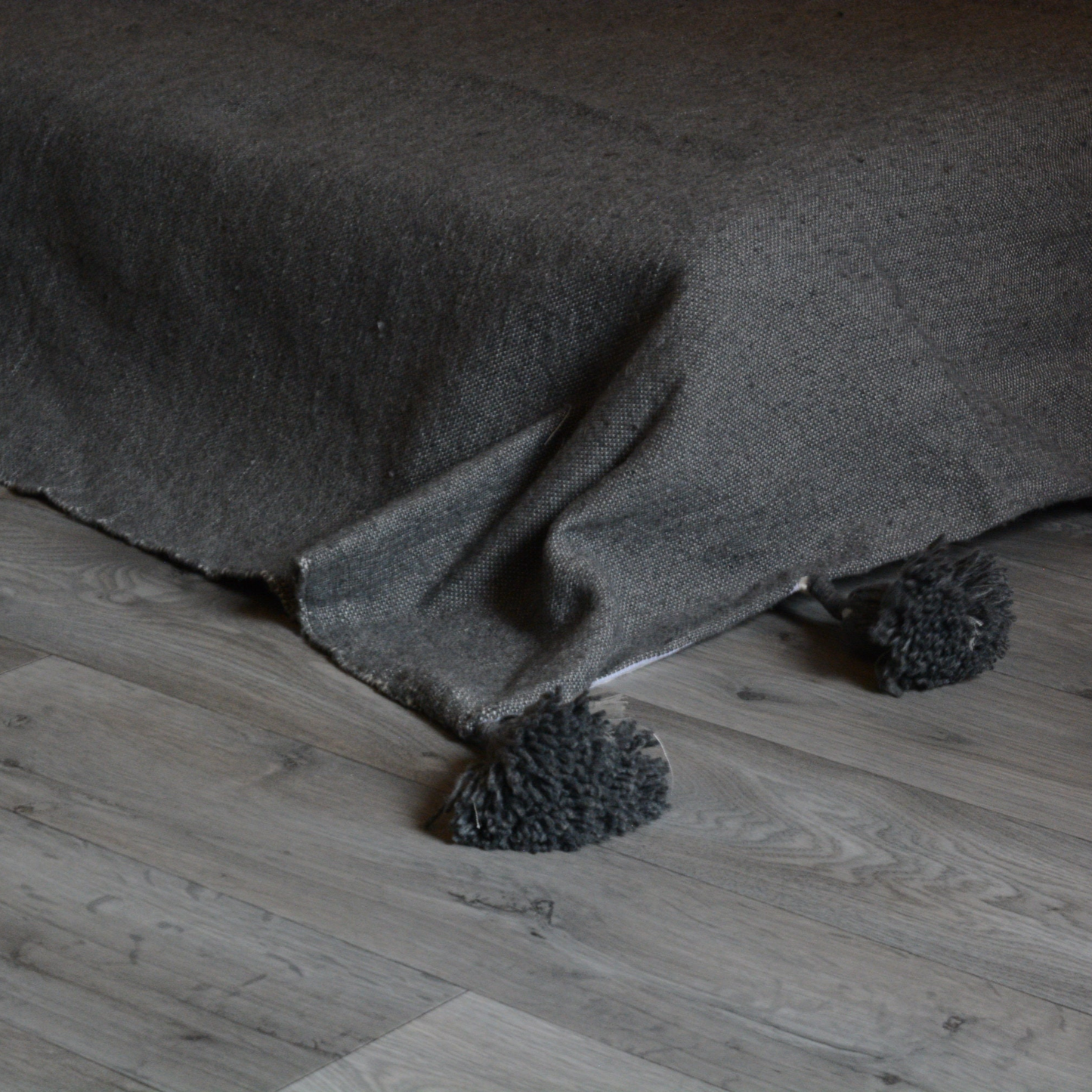 Moroccan blanket Gray Tassels bed spread - berberlifeshop