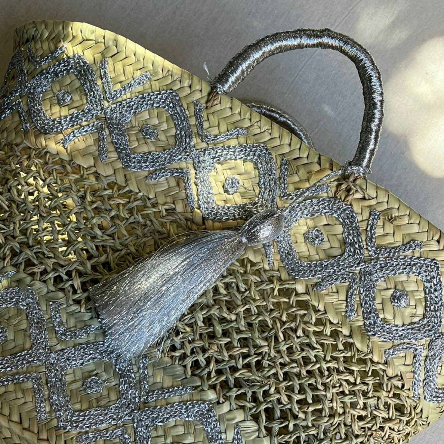 Berber Embroidered Straw Bag with Rattan Nets - berberlifeshop