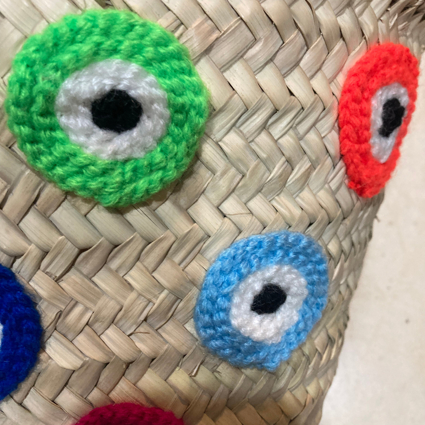 Round Multi-color evil eyes Small Straw bag - berberlifeshop