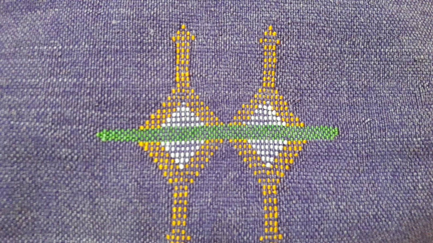 Moroccan Handmade Sabra Silk Cactus Pillow Cover purple - berberlifeshop