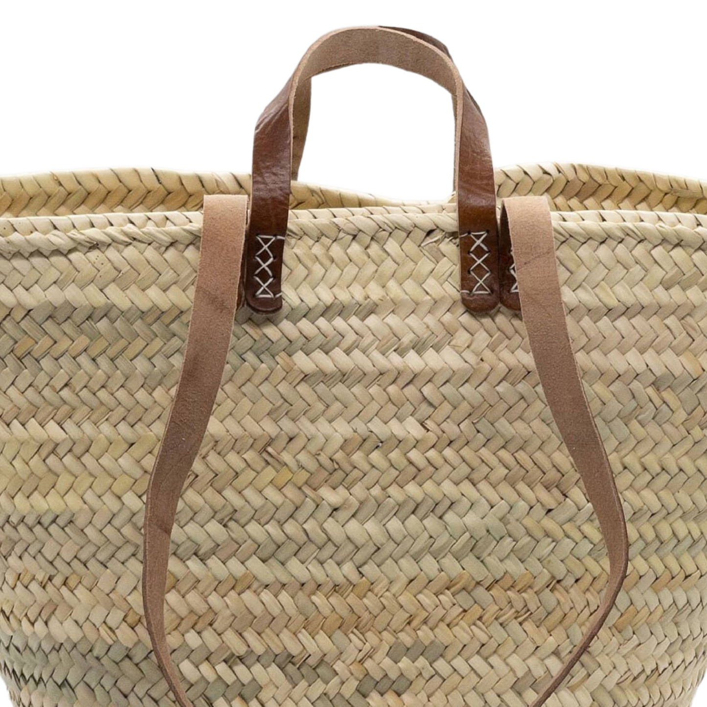 Luxe Palm Carryall - Handmade Straw Bag with Double Leather Handles - Classic Collection - berberlifeshop