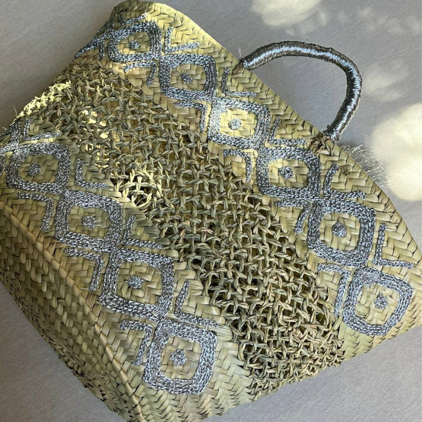 Berber Embroidered Straw Bag with Rattan Nets - berberlifeshop