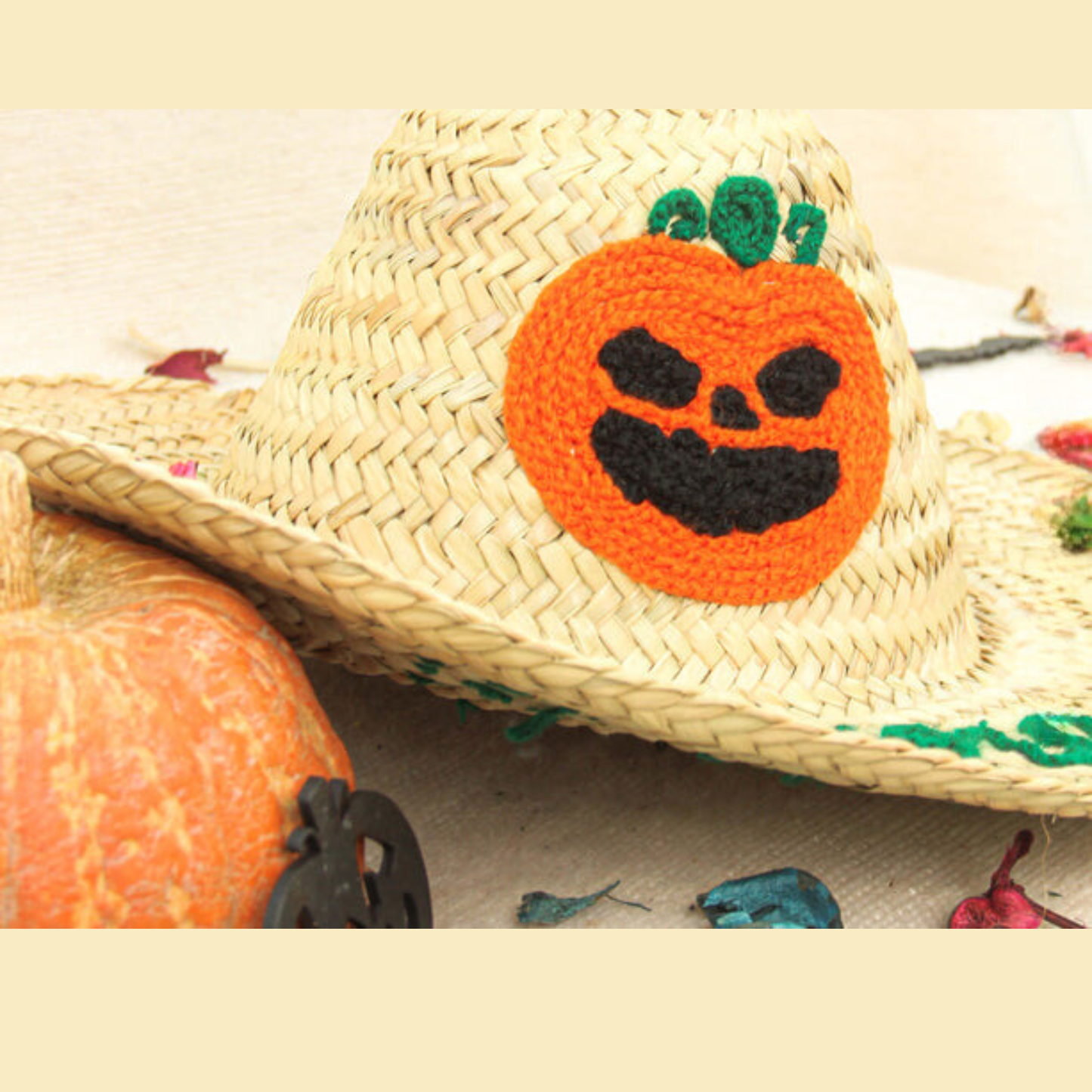 Enchanted Straw Witch Hat pumpkin - Personalized