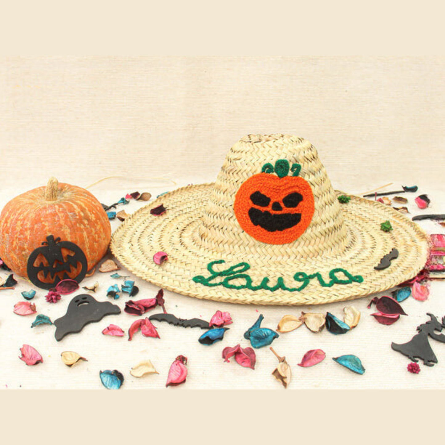 Enchanted Straw Witch Hat pumpkin - Personalized