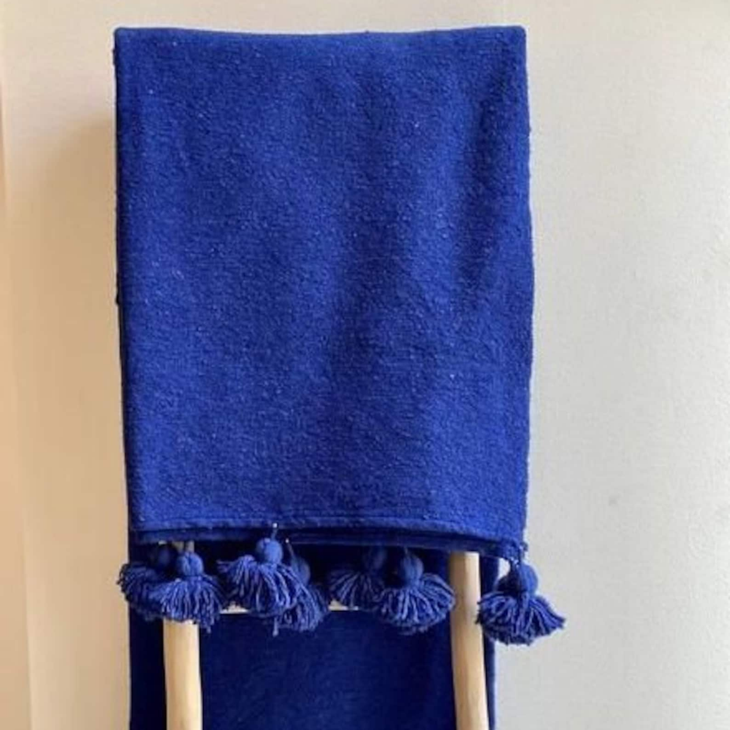 Moroccan blanket Majorelle Blue Tassels bed spread - berberlifeshop