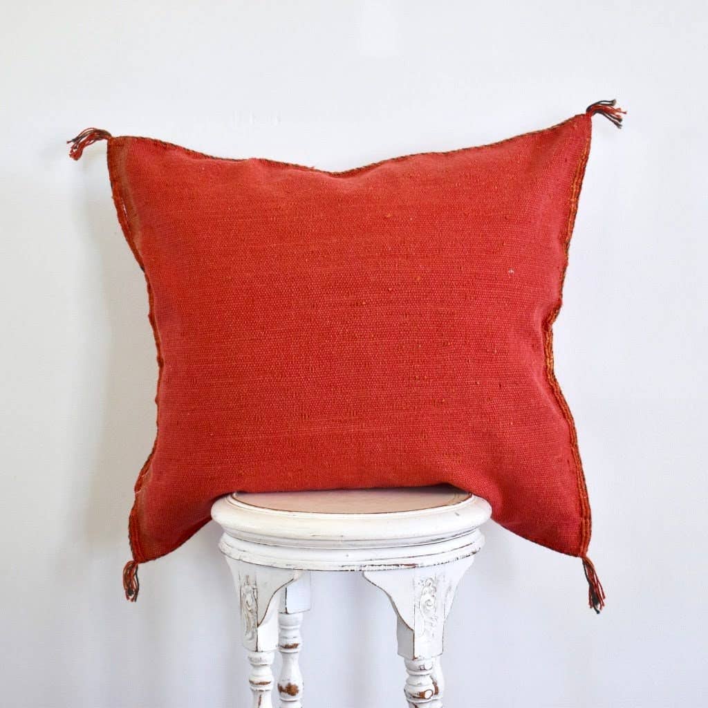 Moroccan Handmade Sabra Silk Cactus Pillow Cover Red - berberlifeshop