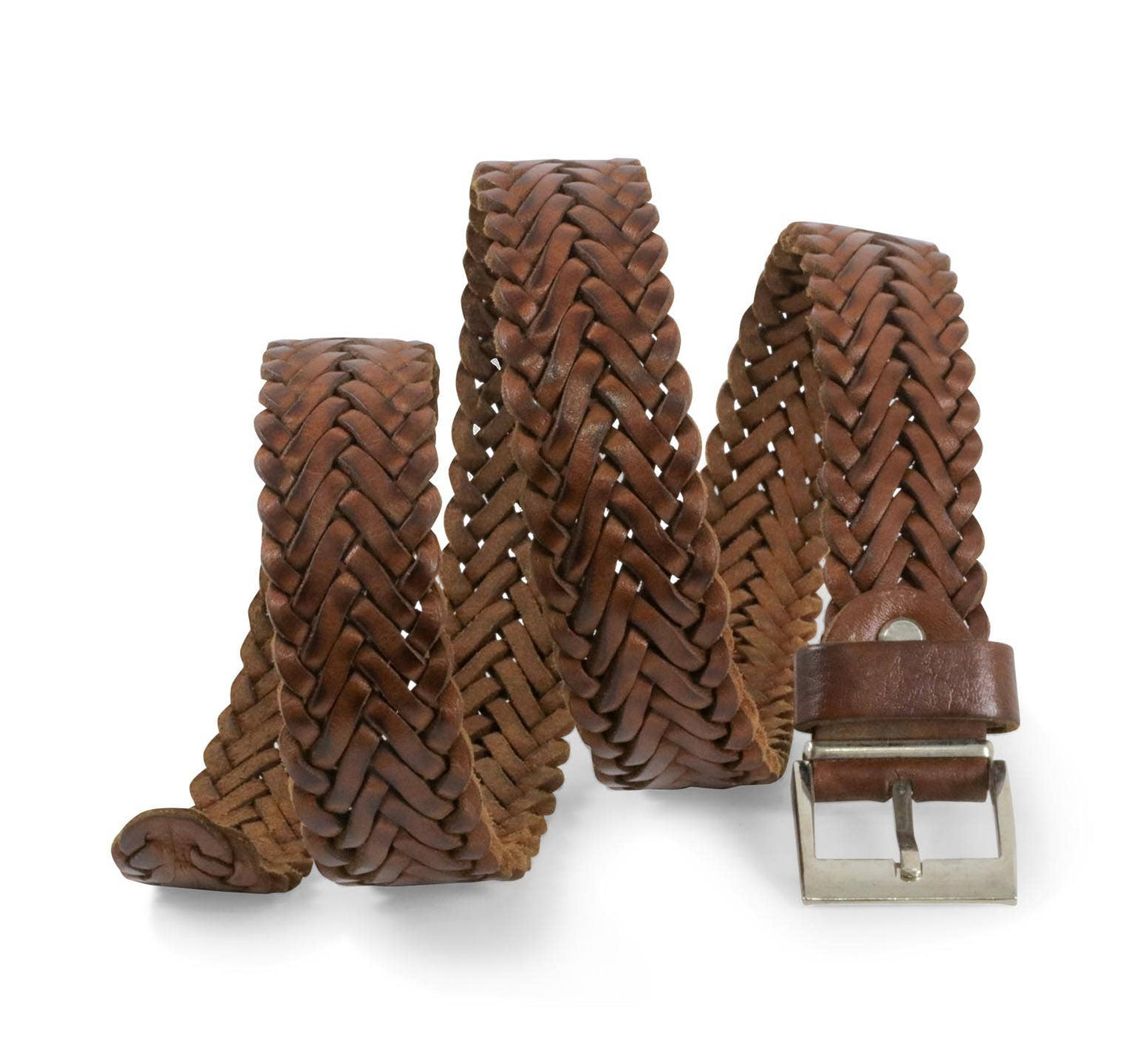 Natural Braided Black leather belt - berberlifeshop