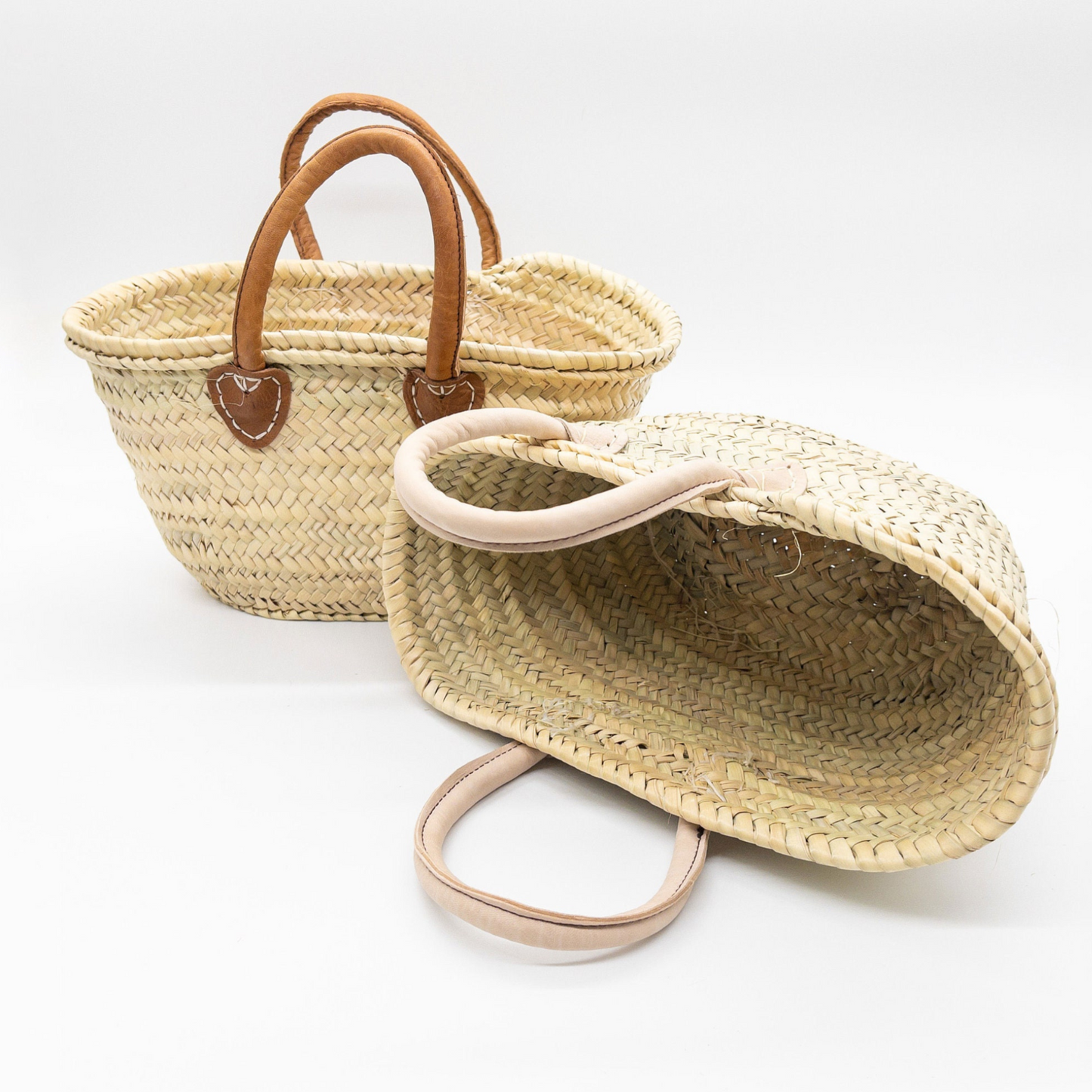 Leather Handled Straw Bags Short - Classic Collection - berberlifeshop