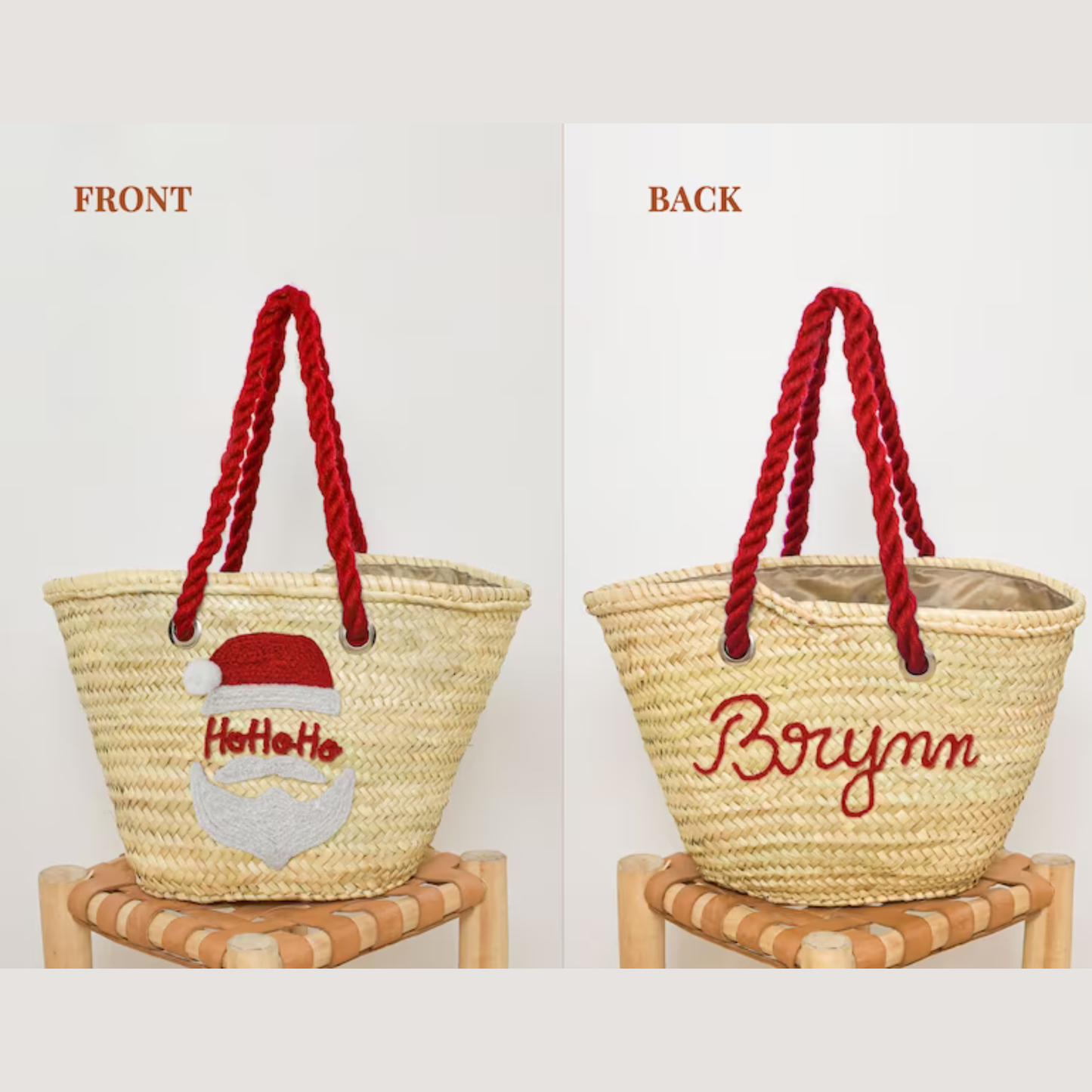 Santa's Sack Handwoven Chrismas Straw Bag