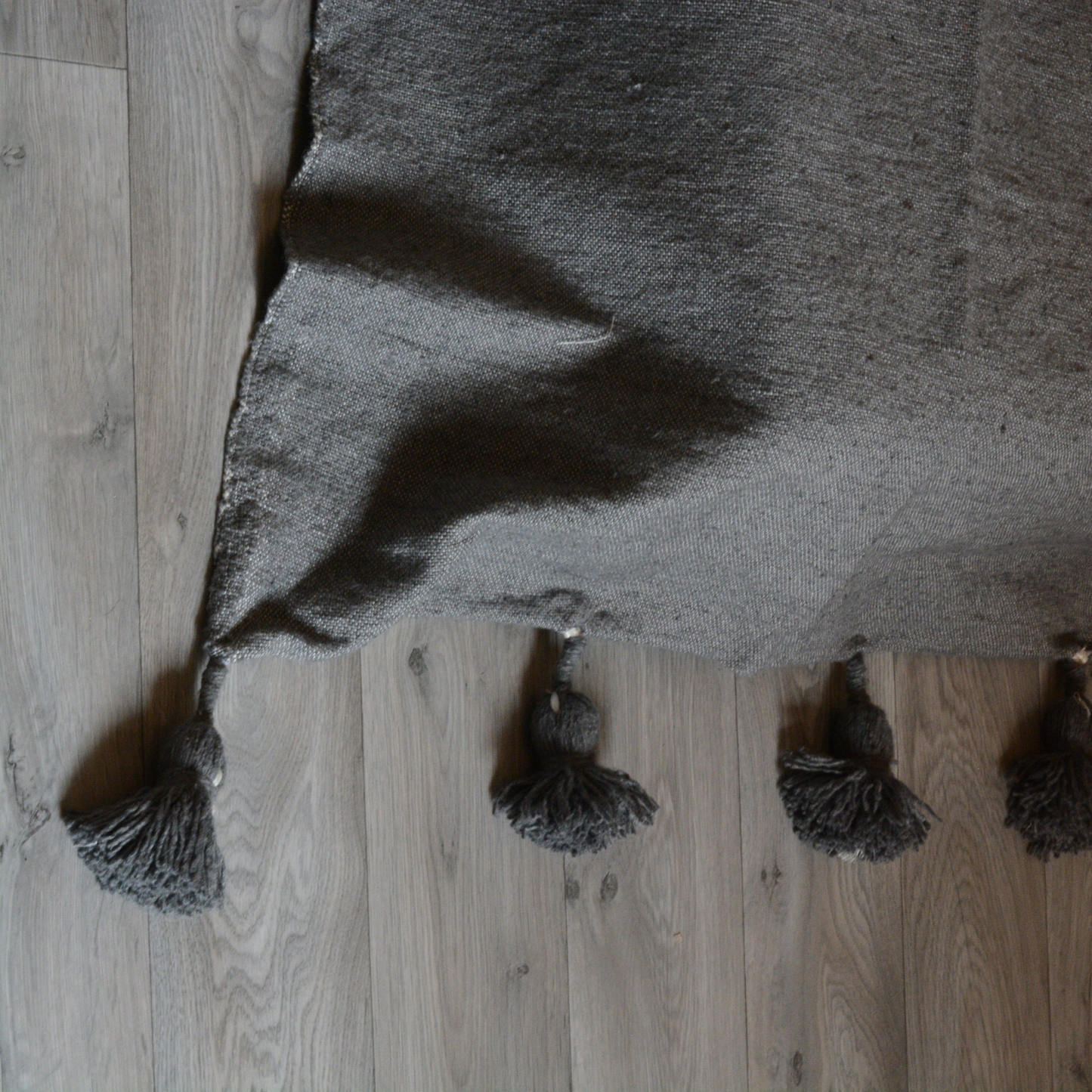 Moroccan blanket Gray Tassels bed spread - berberlifeshop