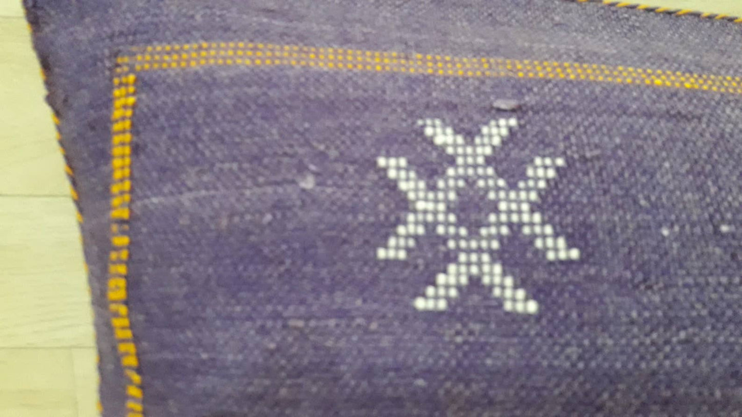 Moroccan Handmade Sabra Silk Cactus Pillow Cover purple - berberlifeshop