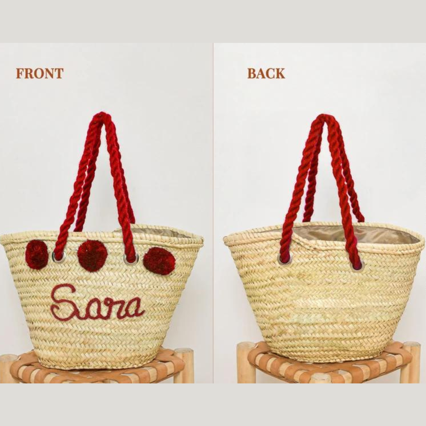 Boho Chic Pompom Delight Customizable Handwoven Straw Bag