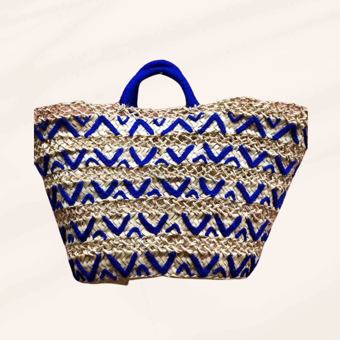 Dentelle Straw French Basket - Beach Tote with Simple Birds - berberlifeshop