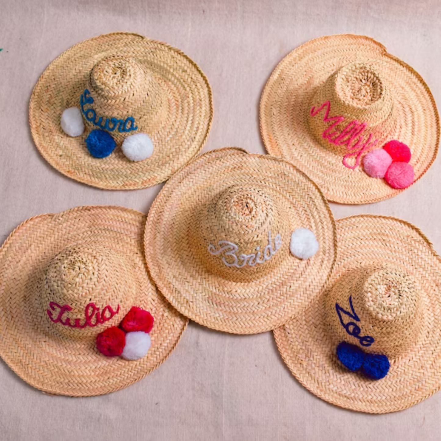 Bridal Bliss Personalized Handmade Straw Sun Hat