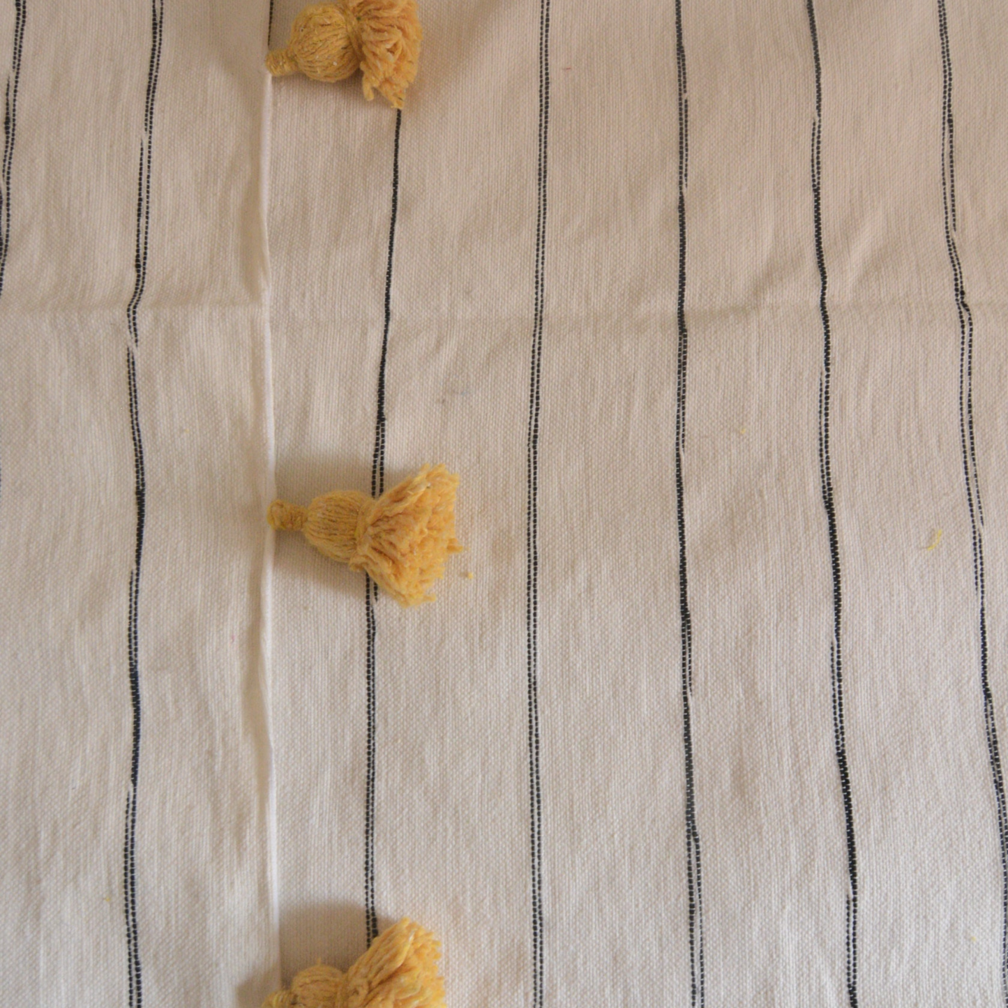 Moroccan blanket White & Yellow Ochre Tassels bed spread - berberlifeshop