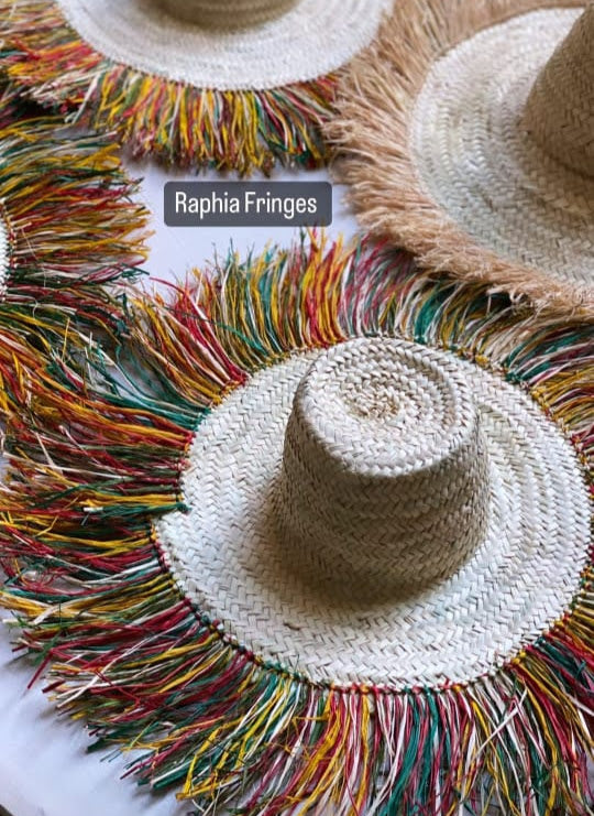 Raffia Tassel Trim Palm Leaf Straw Hat - berberlifeshop
