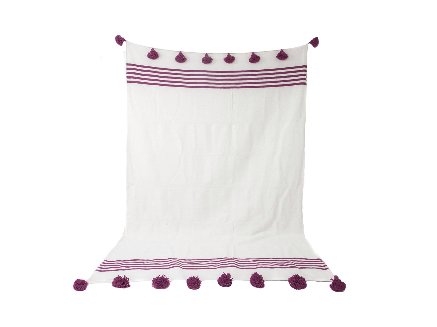 Moroccan blanket Hot Pink stripes Tassels bedspread plaid - berberlifeshop