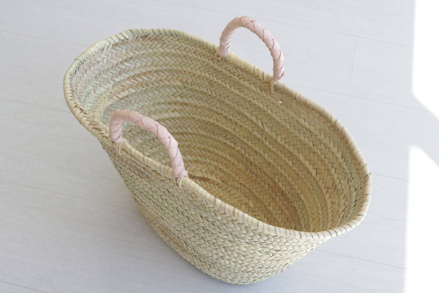 French Market Basket with Short Leather Handles tassels - berberlifeshop