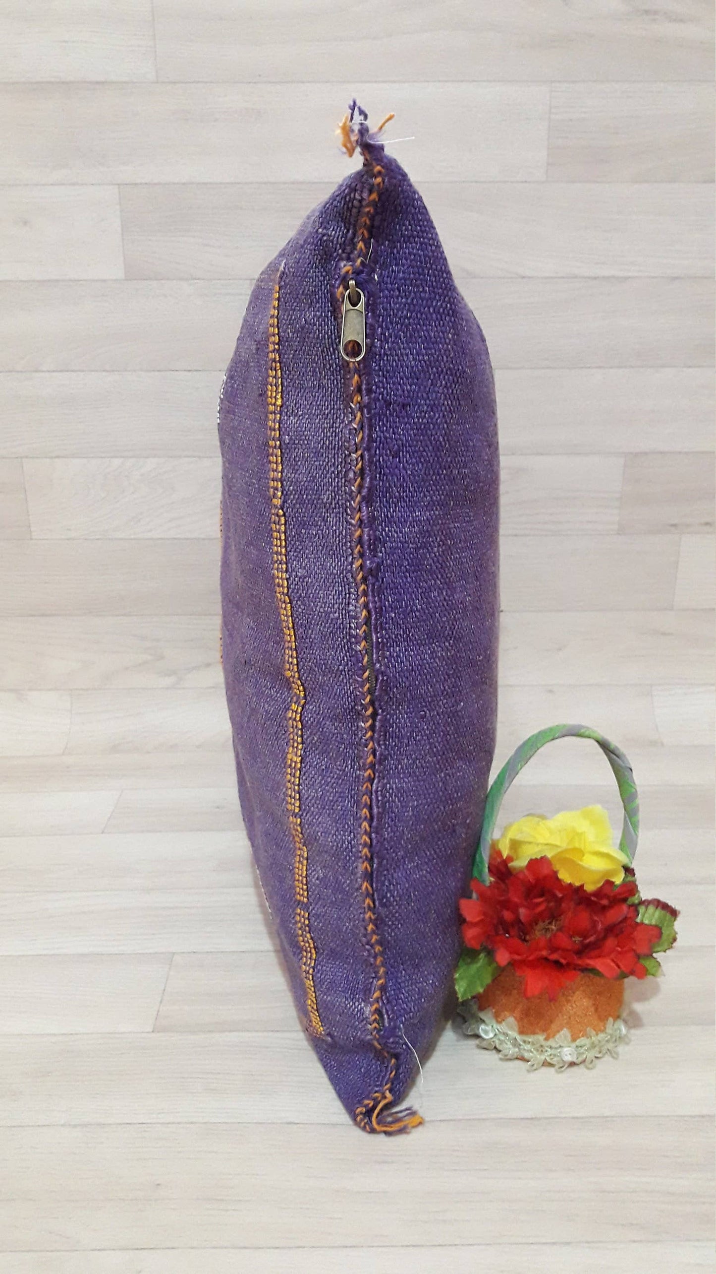 Moroccan Handmade Sabra Silk Cactus Pillow Cover purple - berberlifeshop