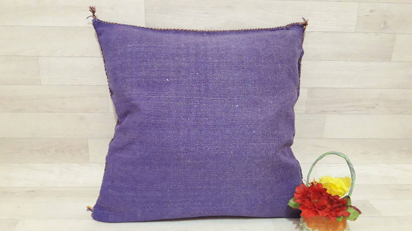 Moroccan Handmade Sabra Silk Cactus Pillow Cover purple - berberlifeshop