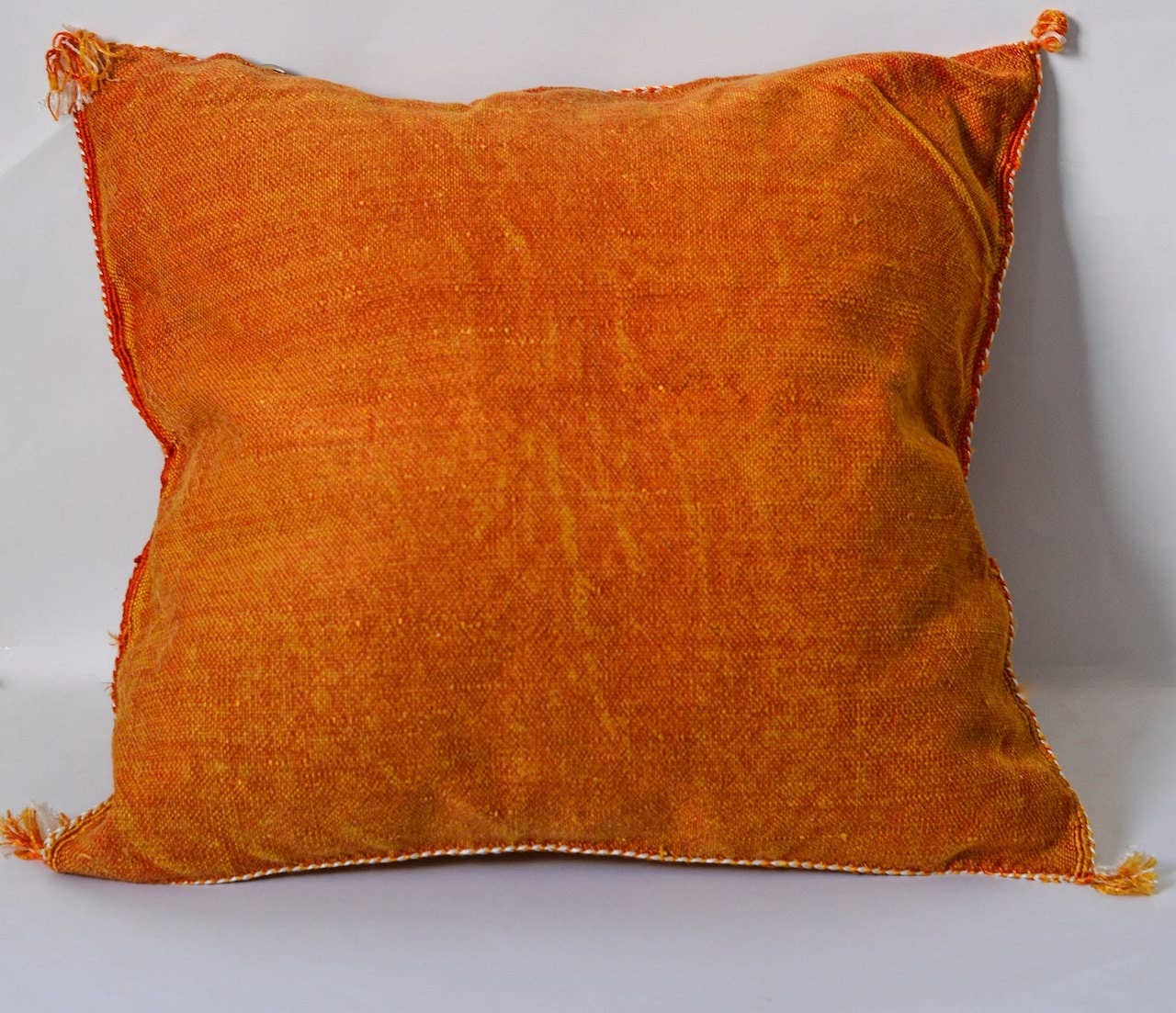Moroccan Handmade Sabra Silk Cactus Pillow Cover Orange - berberlifeshop