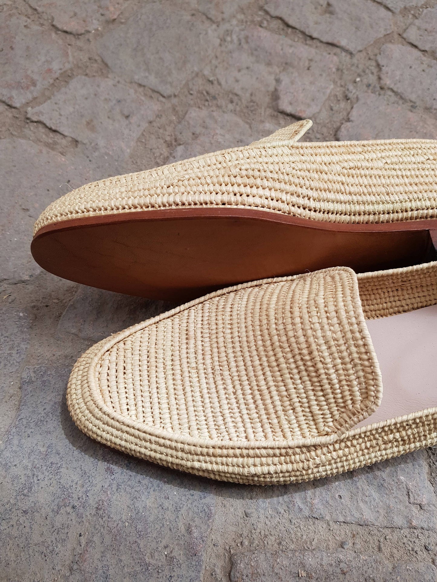 Summer Raffia moccasin loafers for men, raffia shoes - berberlifeshop