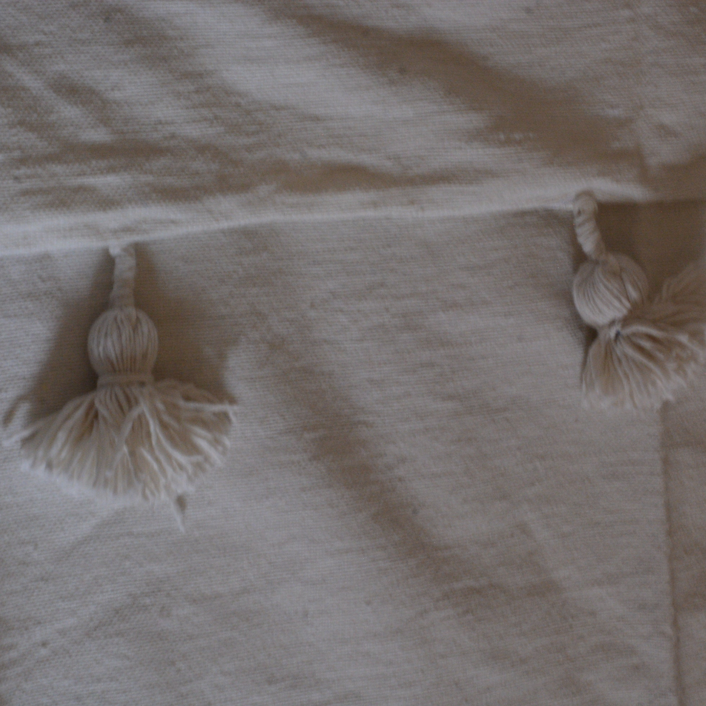 Moroccan blanket ECRU White Tassels bed spread - berberlifeshop