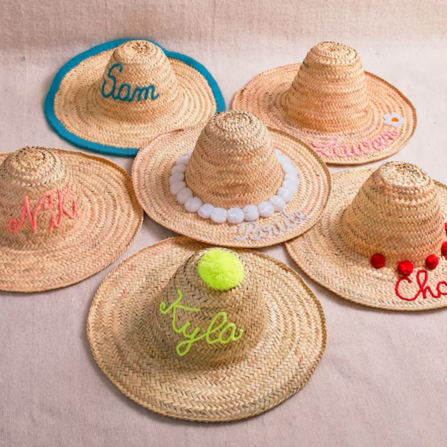 Bridal Bliss Personalized Handmade Straw Sun Hat