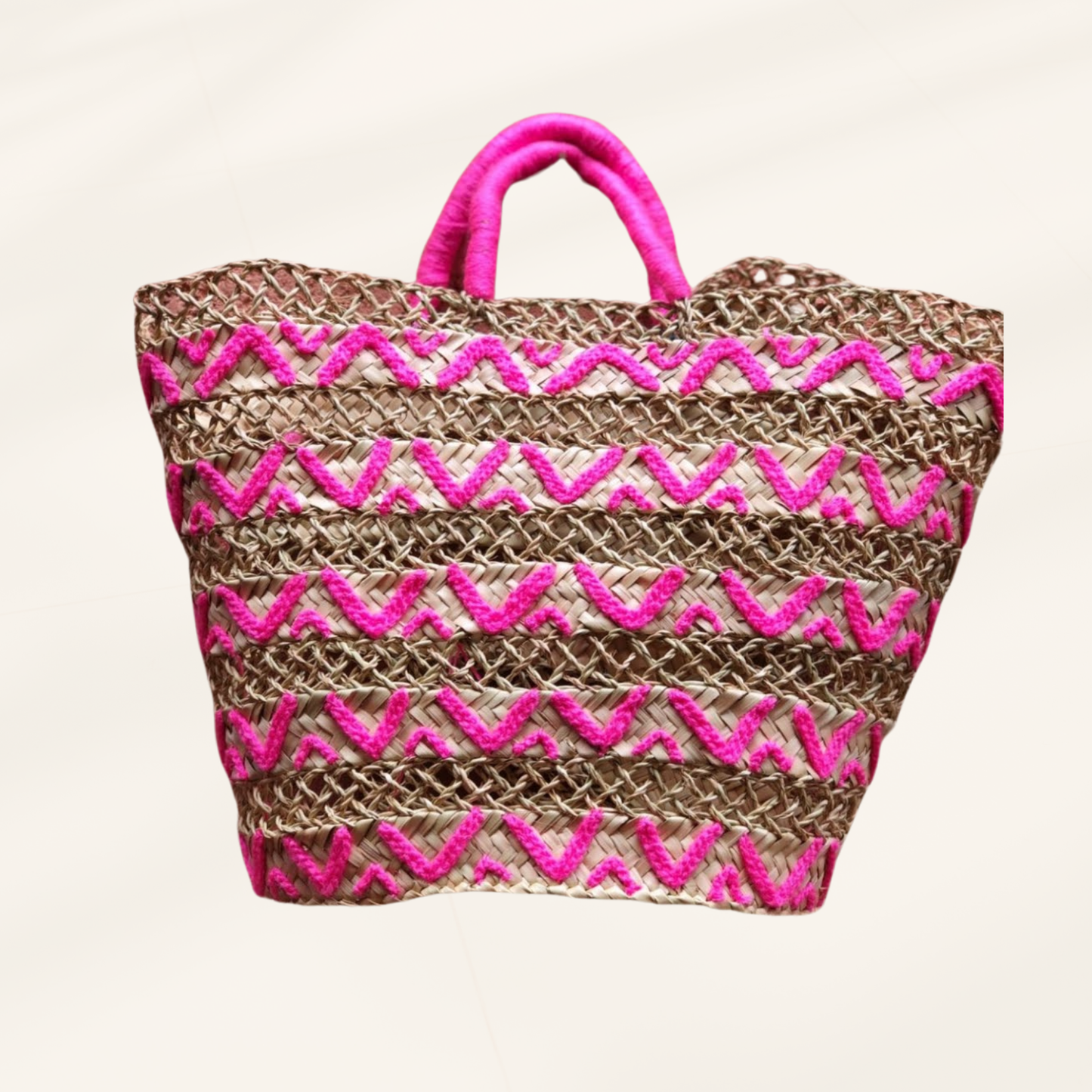 Dentelle Straw French Basket - Beach Tote with Simple Birds - berberlifeshop