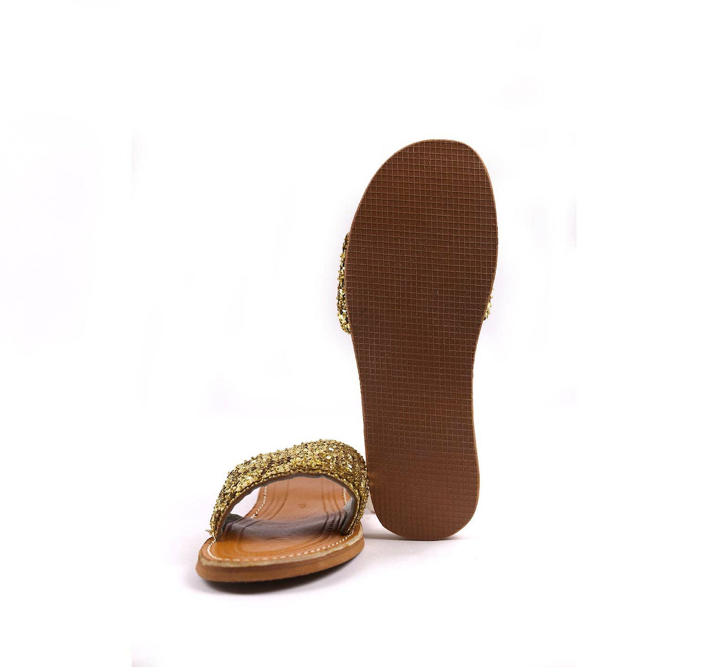 Gold Sequin leather Sandal - berberlifeshop