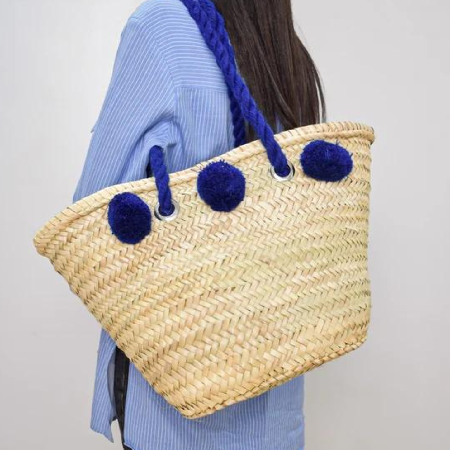 Boho Chic Pompom Delight Customizable Handwoven Straw Bag