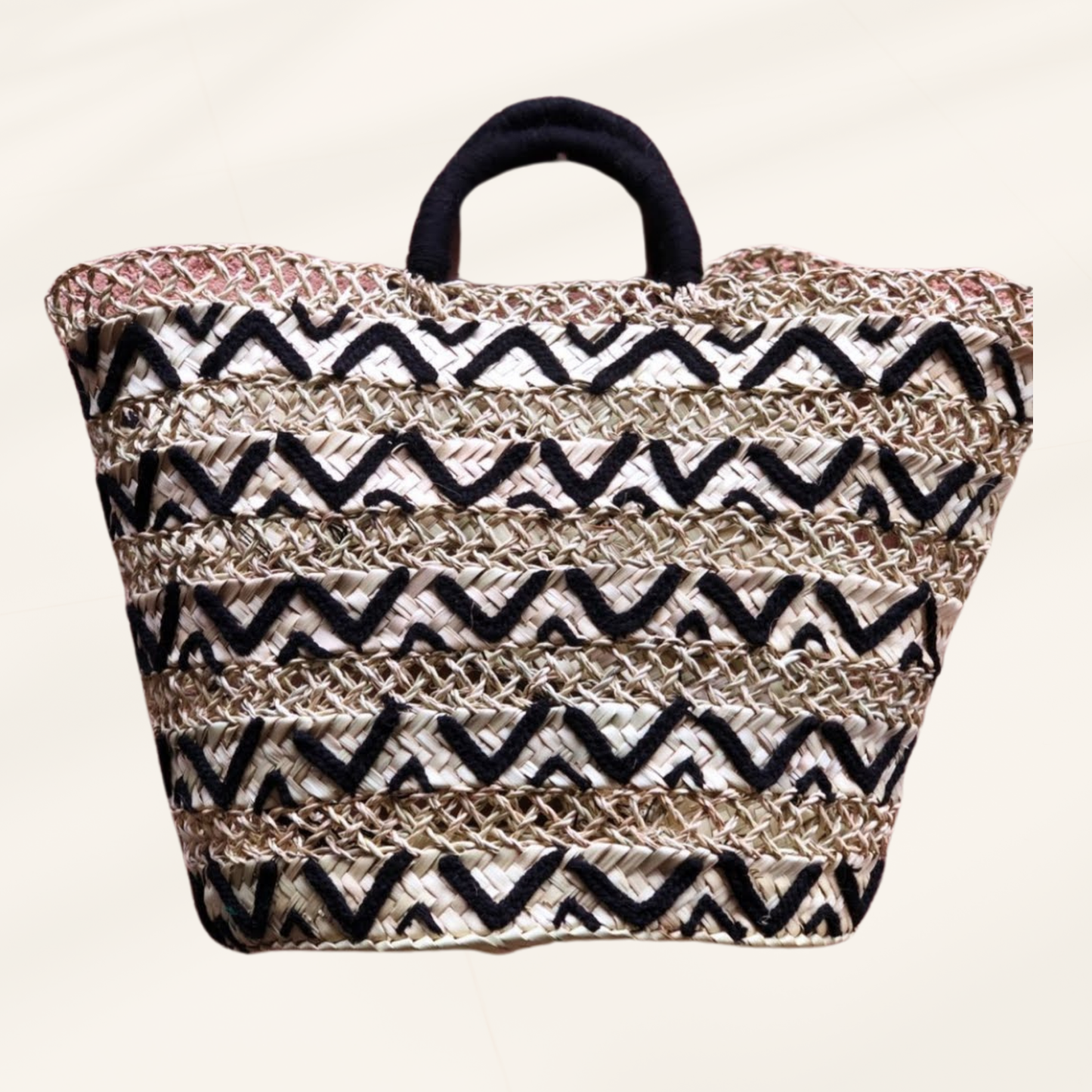 Dentelle Straw French Basket - Beach Tote with Simple Birds - berberlifeshop