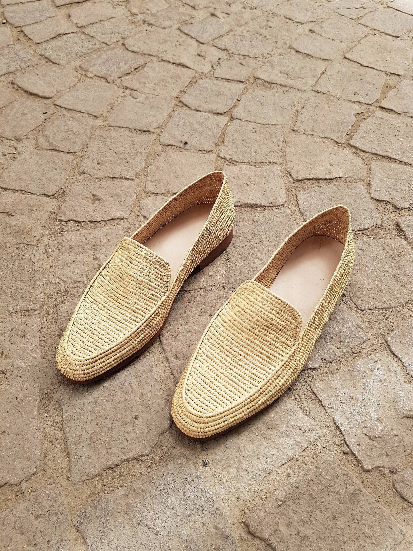 Summer Raffia moccasin loafers for men, raffia shoes - berberlifeshop
