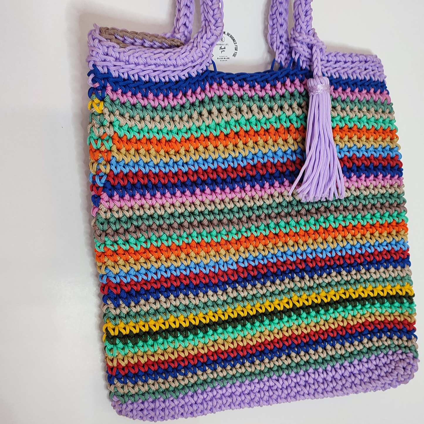 Crochet Rope Net Bag Boho Chic Large pride