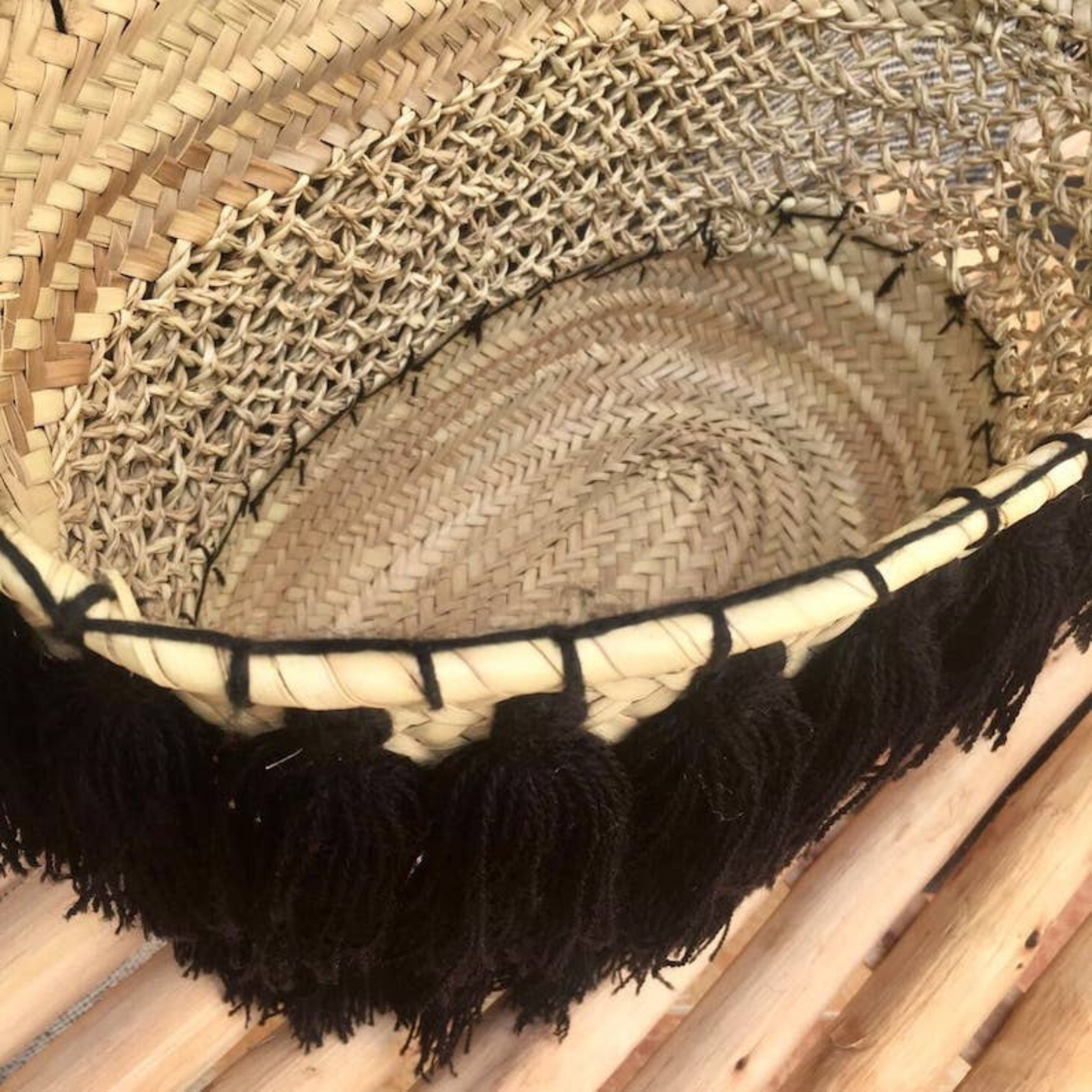Lace Straw Tassel Bag - Personalized Handmade Beach Bag - berberlifeshop