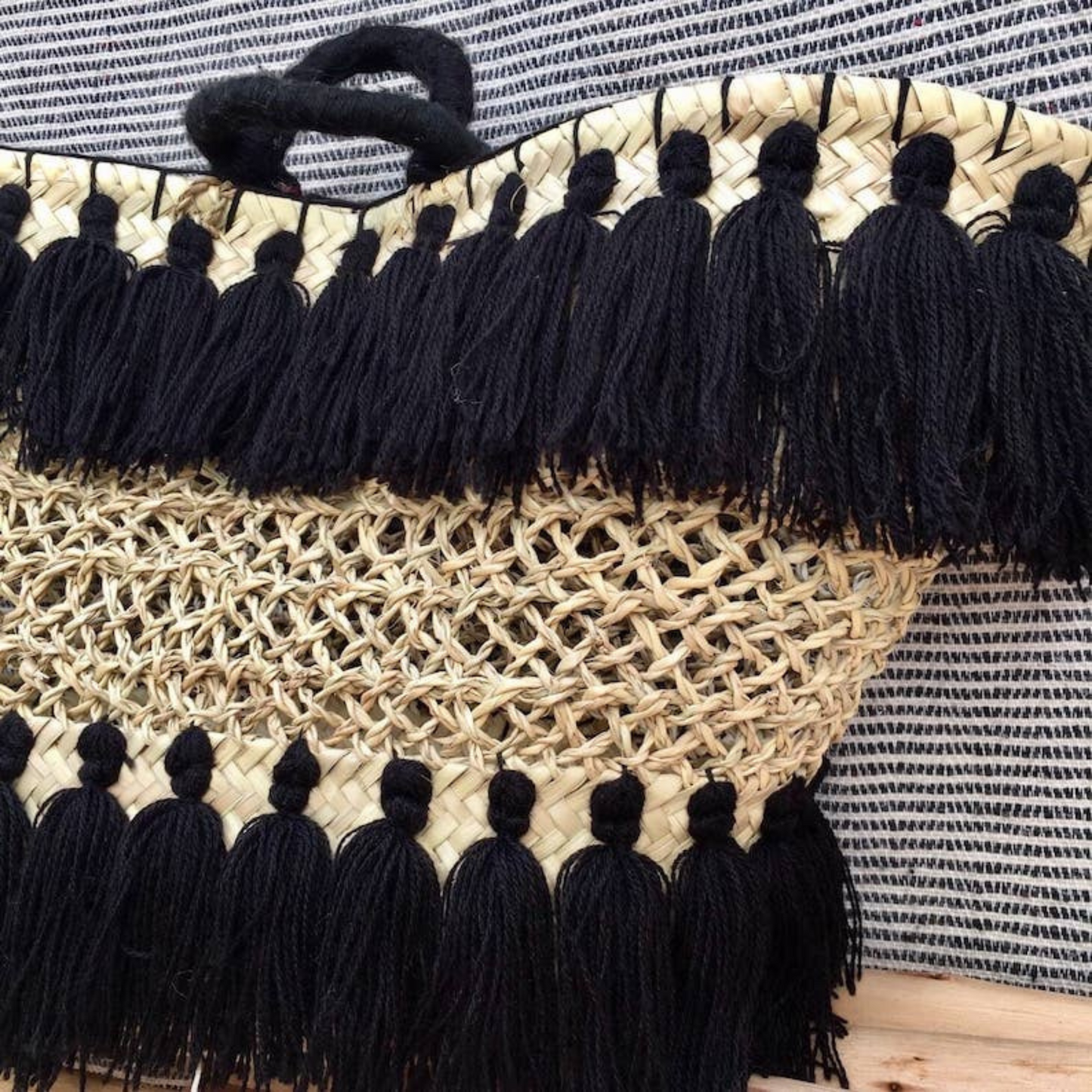 Lace Straw Tassel Bag - Personalized Handmade Beach Bag - berberlifeshop