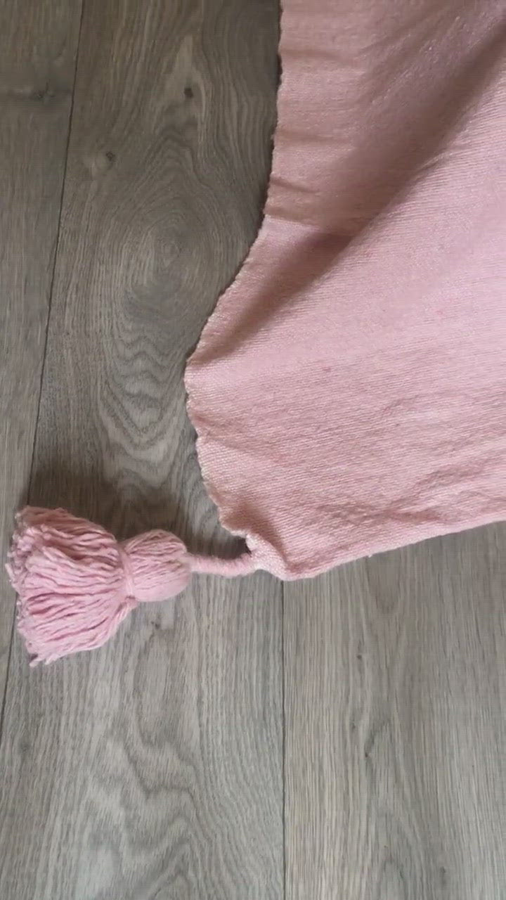 Moroccan blanket Pink Tassels bed spread - berberlifeshop
