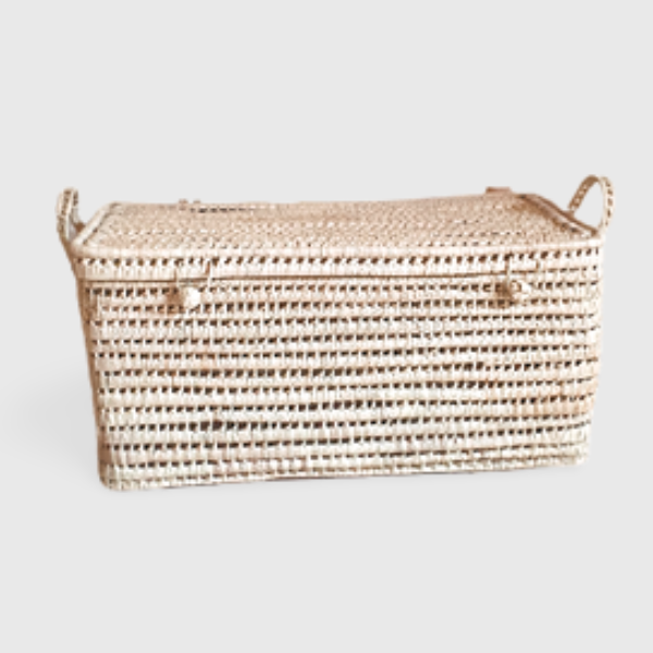 Palm Leaf Wicker Storage Trunk Chest Storage Basket - berberlifeshop